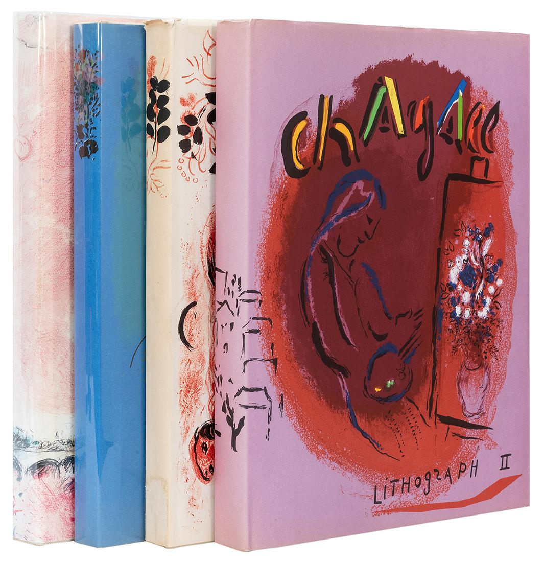 CHAGALL, Marc (1887–1985). Chagall Lithographs, Volumes: CHAGALL, Marc (1887–1985). Chagall Lithographs, Volumes II–IV and VI. Vol. II: Monte Carlo and Boston: Andre Sauret and Boston Book and Art Shop, Inc., [1963]; Vol. III: Boston: Boston Boo