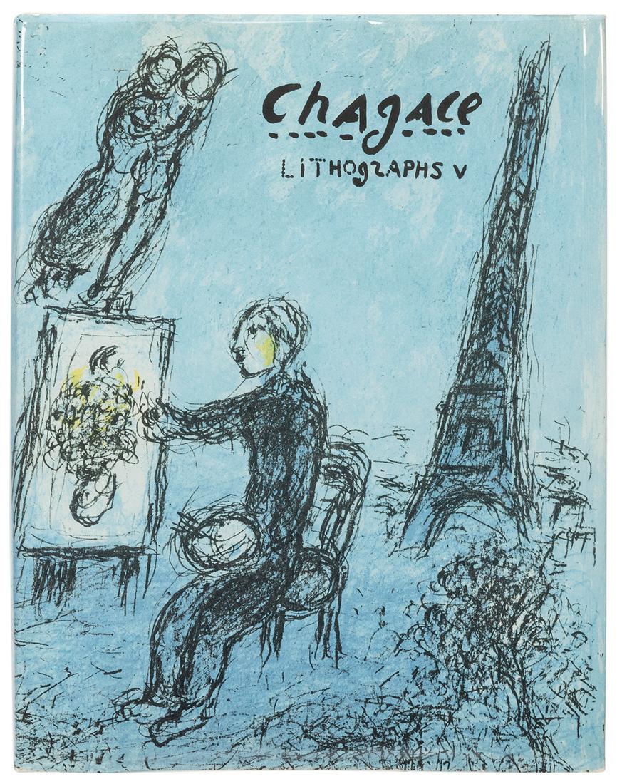 CHAGALL, Marc (1887–1985). Chagall Lithographs,: CHAGALL, Marc (1887–1985). Chagall Lithographs, 1974-1979. New York: Crown Publishers, Inc., [1984]. Folio. Profusely illustrated from Chagall reproductions. Publisher’s beige linen stampe