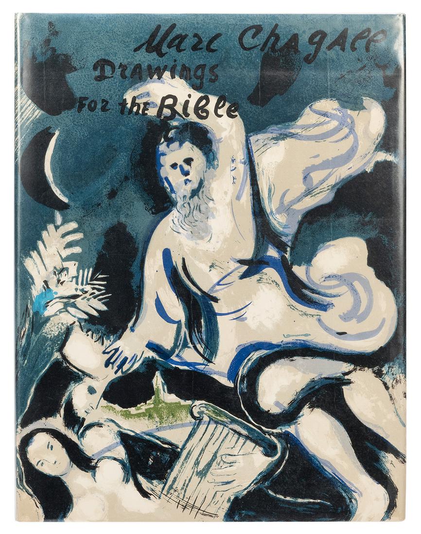 CHAGALL, Marc (1887–1985). –– BACHELARD, Gaston: CHAGALL, Marc (1887–1985). –– BACHELARD, Gaston (1884–1962). Drawings for the Bible. New York: Harcourt, Brace and Company, [1960]. Folio. 24 original color lithographs, 96 rep