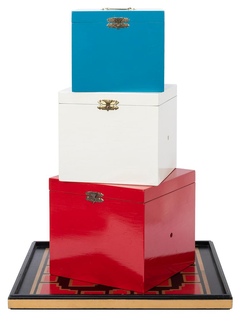 Banner Nest of Boxes. Alhambra: Owen Magic Supreme,: Banner Nest of Boxes. Alhambra: Owen Magic Supreme, 1970s. The smallest box from a nest of three – with a dove inside – vanishes, only to be found back inside the other two. The missing bi