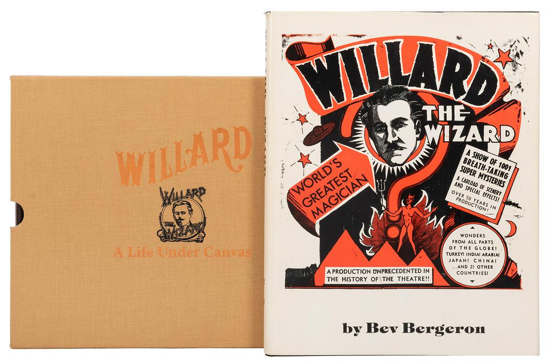 Charvet, David. Willard: A Life Under Canvas. Pasadena:: Charvet, David. Willard: A Life Under Canvas. Pasadena: Magic Words, 2008. Brown leather over tan cloth boards with metallic lettering, matching tan cloth slip case. Numbered 116 of 150 limited editio