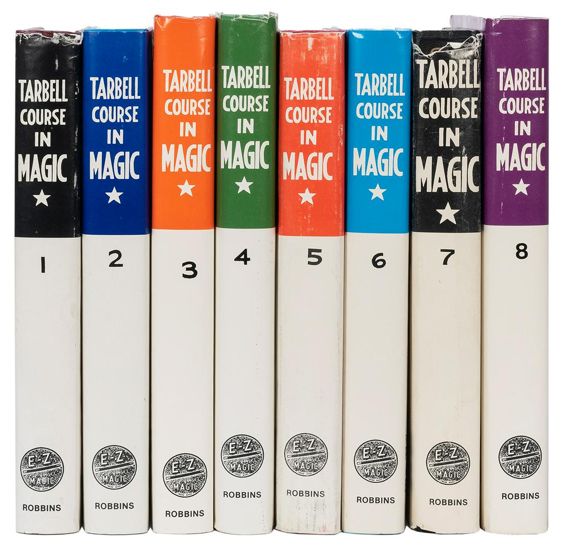Tarbell, Harlan. The Tarbell Course in Magic, Vols.: Tarbell, Harlan. The Tarbell Course in Magic, Vols. 1-8. Robbins, later printings (1970s/80s). Complete course in eight volumes, cloth, with dust-jackets. Illustrated. 8vos. Some jackets worn, else ve