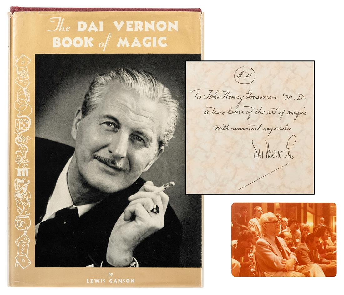 [Vernon, Dai] Ganson, Lewis. The Dai Vernon Book of: [Vernon, Dai] Ganson, Lewis. The Dai Vernon Book of Magic. London: Unique Magic Studio, [1957]. Restricted first edition, inscribed and signed by Vernon to Dr. John Henry Grossman and numbered copy 21