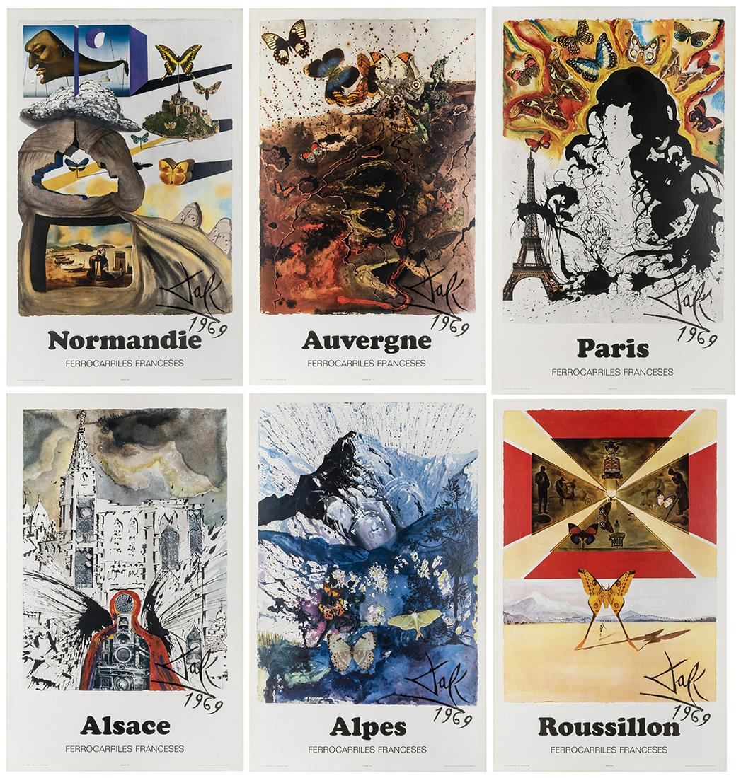 DALI, Salvador (1904-1989). Set of 6 SNCF Posters. (1 of 7)