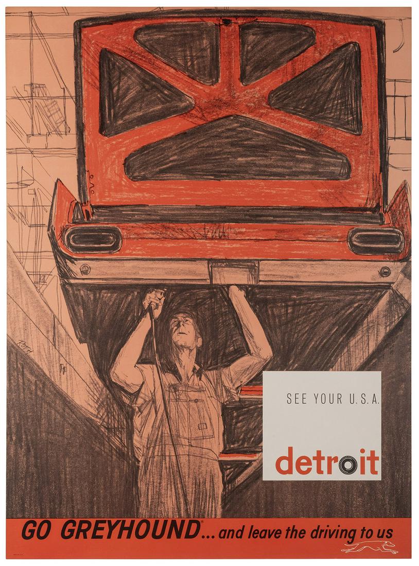 ROTH, G. Greyhound / Detroit. 1960s. Offset lithograph (1 of 1)