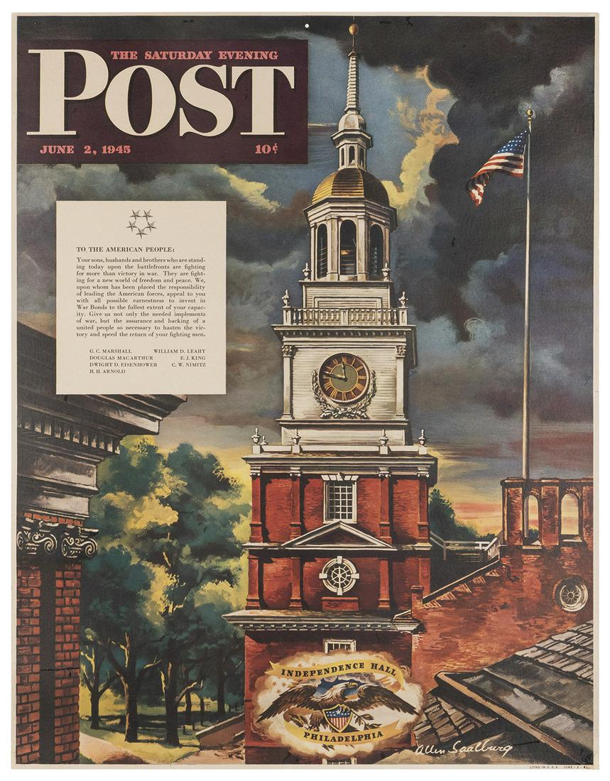 Saturday Evening Post Newsstand Poster. New York, 1945. (1 of 1)