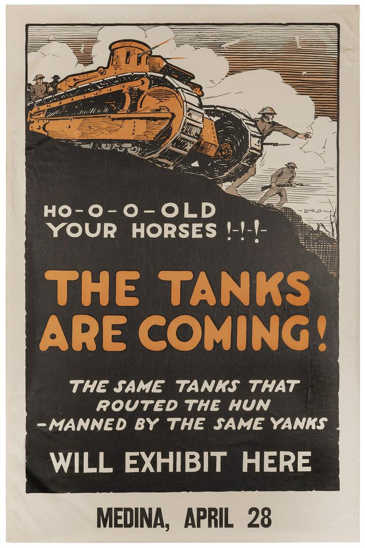 LENTZ. The Tanks are Coming! N.p., ca. 1918. Poster (1 of 1)
