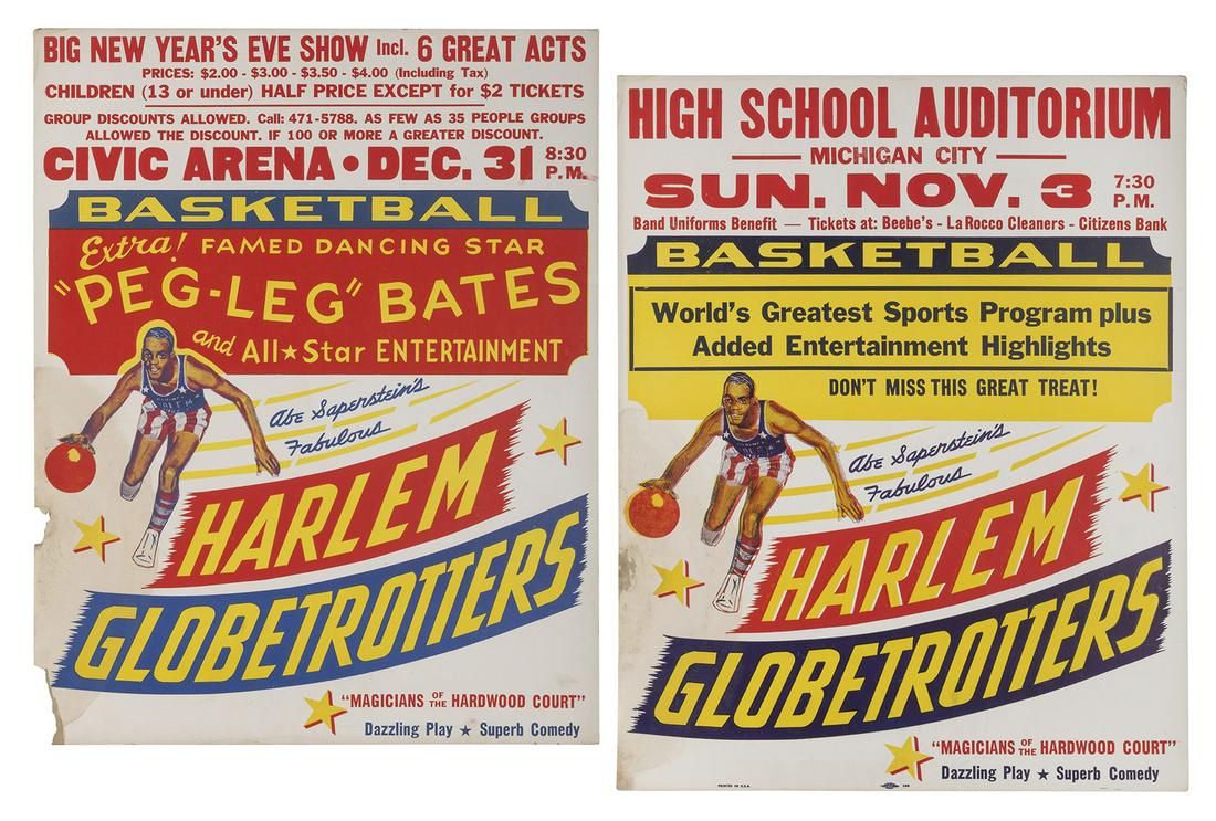 [HARLEM GLOBETROTTERS] Pair of Window Cards. Both (1 of 3)