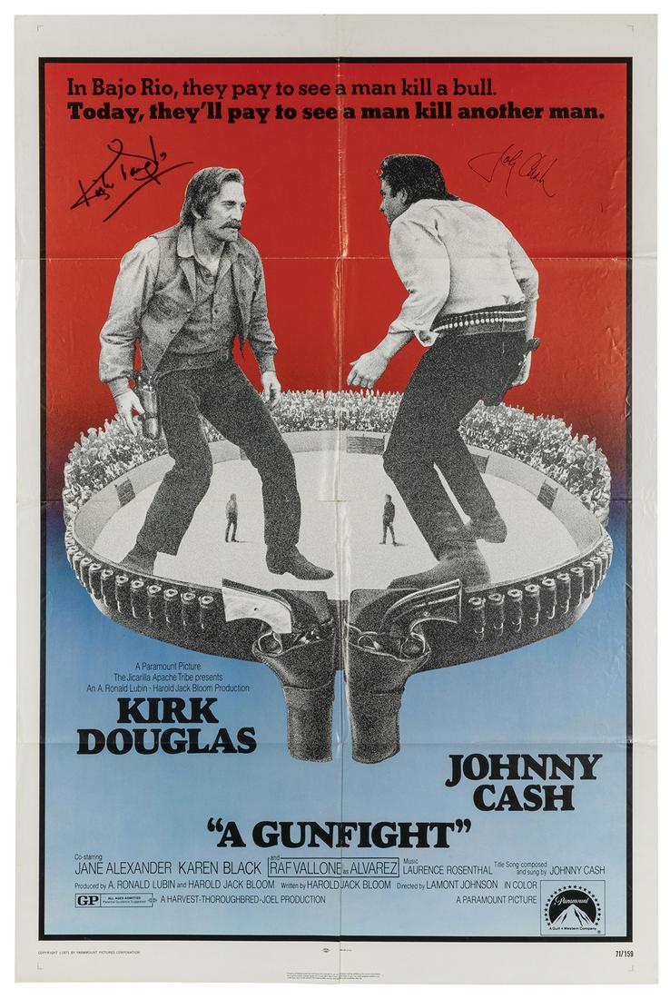 Johnny Cash and Kirk Douglas Signed “A (1 of 3)