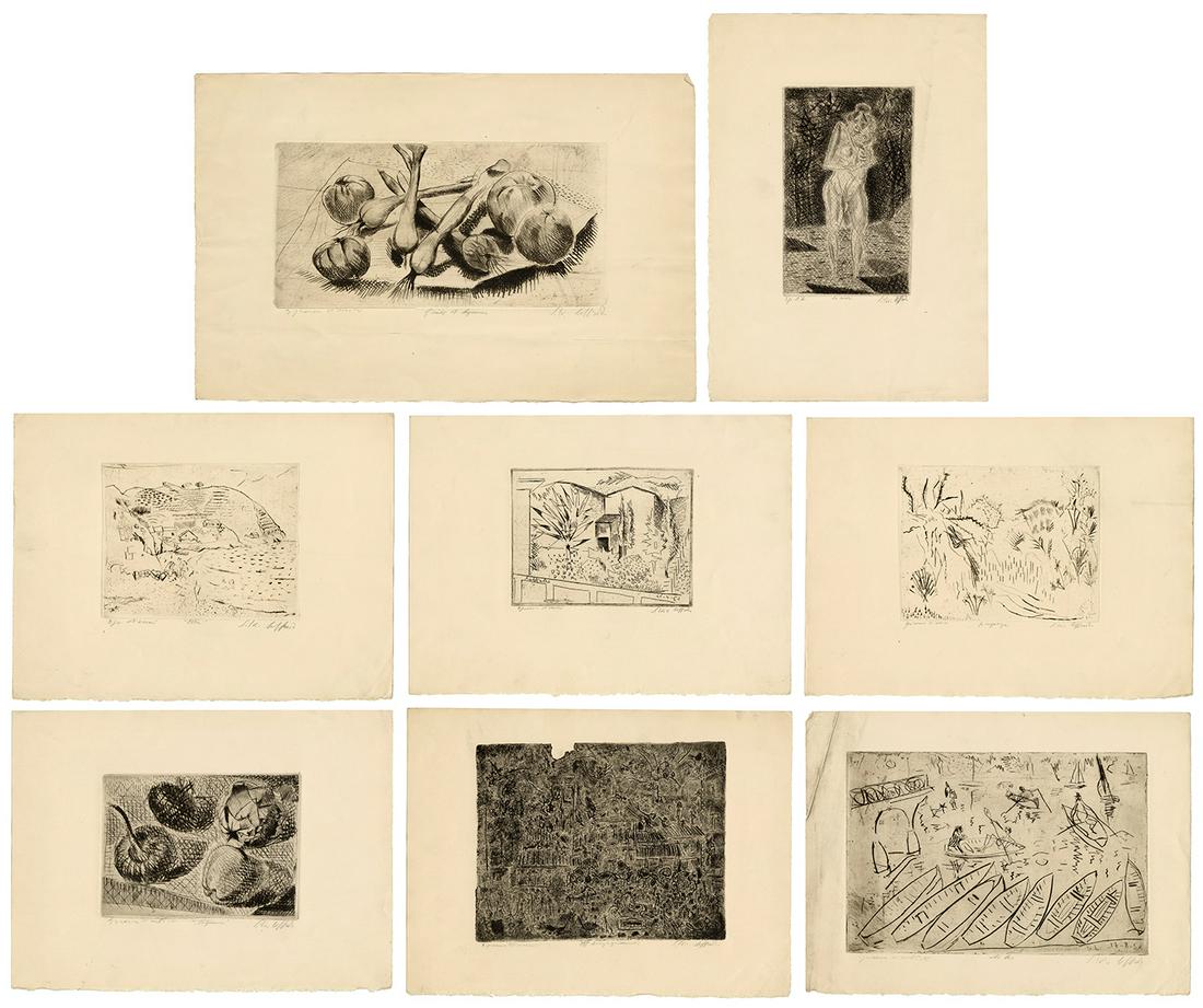 LOFFREDO, Silvio (b. 1920). Lot of 8 Etchings. V.d. (1 of 9)