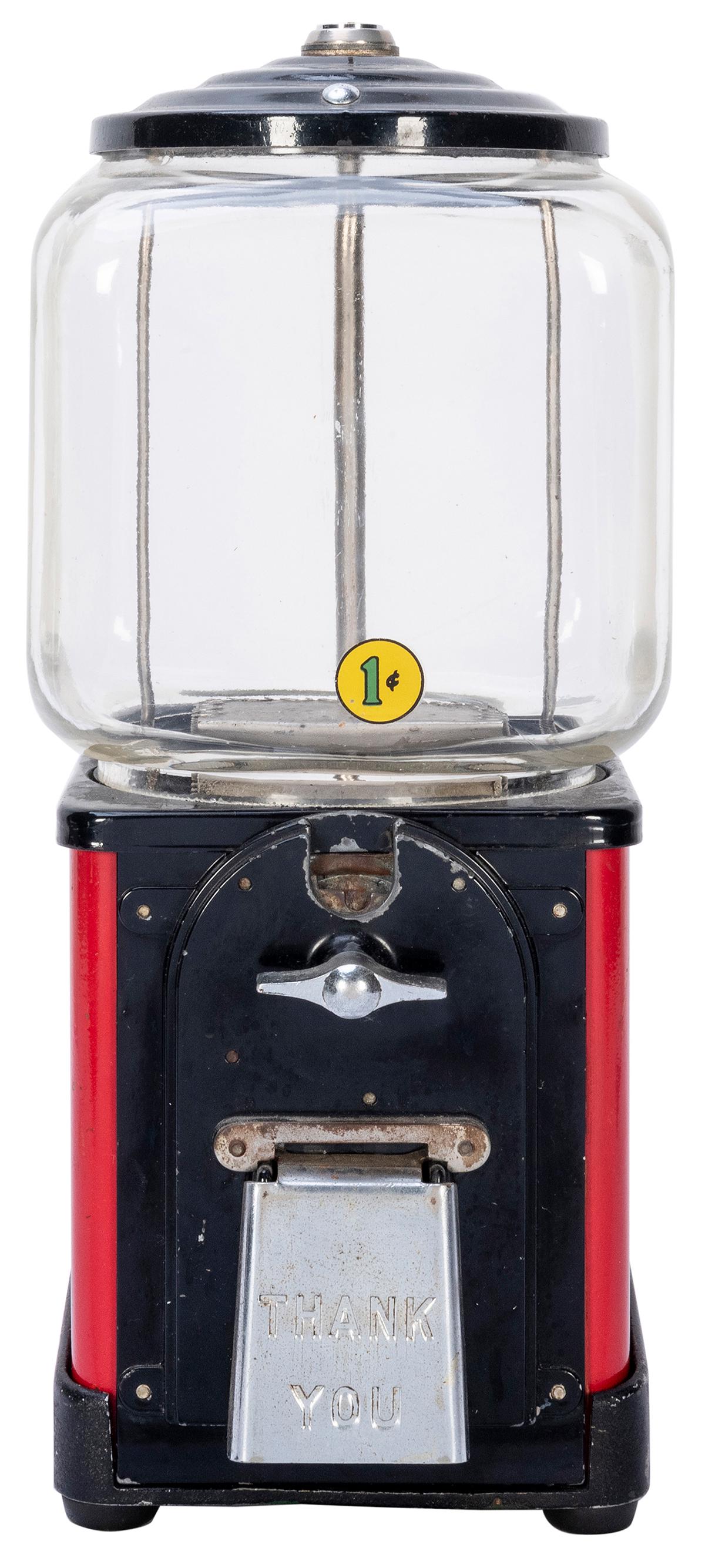 Victor Vending Corp. Topper 1 Cent Gumball Machine.: Victor Vending Corp. Topper 1 Cent Gumball Machine. Circa 1950s. Aluminum base and top. Height 15 ½”. Lock and key. Working.