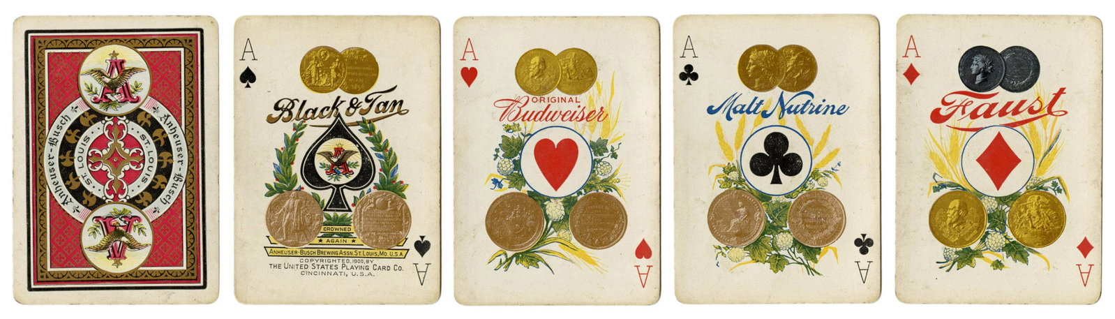 [Breweriana] Anheuser-Busch Spanish-American War: [Breweriana] Anheuser-Busch Spanish-American War Political / Advertising Playing Cards. 1900. 52. Pre-Prohibition brewery deck, issued during the Spanish-American War, with military figures as the cou