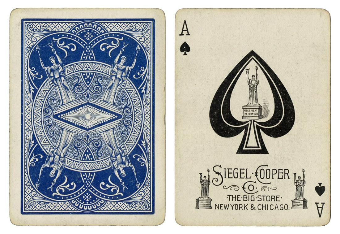 [Chicago] Siegel Cooper Co. Advertising Playing Cards.: [Chicago] Siegel Cooper Co. Advertising Playing Cards. Circa 1890s. 52. Printed to celebrate the company’s expansion into New York City in 1896 and depicts the original version of Daniel Chester