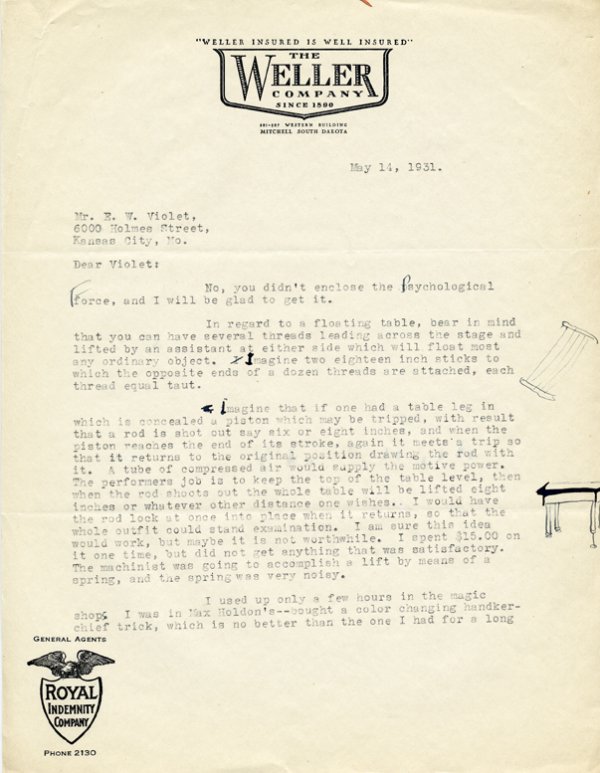 Coll. of 13 magic-related letters to Earl Violet - 2