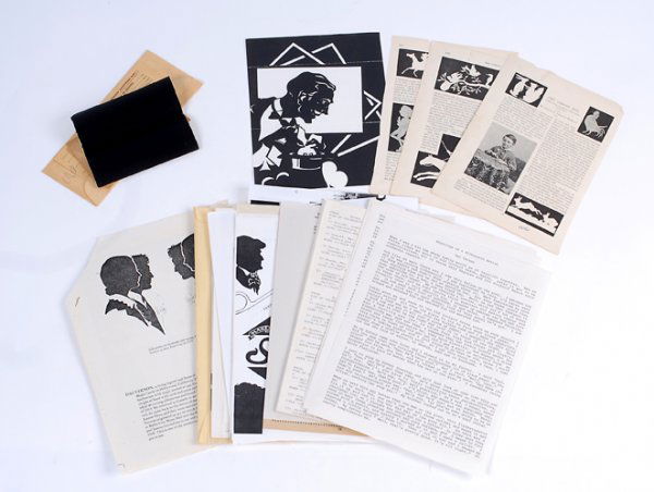 Bruce Cervon's archive of Dai Vernon silhouette mem: [Silhouettes] Bruce Cervon's archive of Dai Vernon silhouette memorabilia. Including copies of a manuscript entitled Beginnings of a Silhouette Artist by Vernon, Photostats of many Vernon silhouettes,