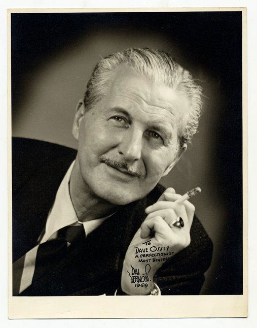 ½ length photograph of Vernon, signed and inscribe: Vernon, Dai. ½ length photograph of Vernon, signed and inscribed. G.F. Bartlett, [London], 1959. The iconic photograph of Vernon as an older man, cigarette in hand, as used by Harry Stanley on the co