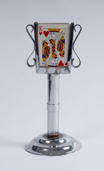 Nu-Power Rising Cards. Colon, Abbott's Magic Mfg. : Nu-Power Rising Cards. Colon, Abbott's Magic Mfg. Co., ca. 1965. Handsome chrome plated houlette from which selected cards mysteriously rise. Pneumatically operated. Wear to houlette and spring clip b