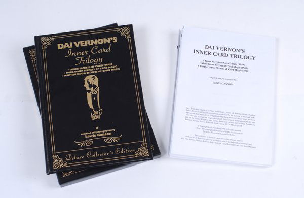 Ganson, Lewis. Dai Vernon's Inner Card Trilogy.: Ganson, Lewis. Dai Vernon's Inner Card Trilogy. Tahoma, 1996. Number 3 of a limited, deluxe edition in publisher's black leather stamped in gold with matching slipcase. 8vo. Minor scuff to slipcase, o