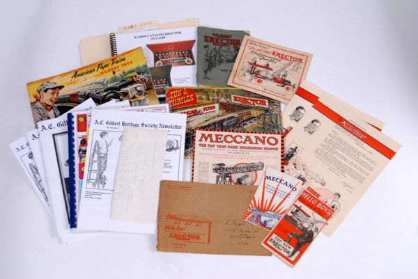A.C. Gilbert Co. Erector Set and Meccano catalogs: A.C. Gilbert Co. Erector Set and Meccano catalogs and publications. A.C. Gilbert Co., New Haven, Ct., and Meccano Company, Elizabeth, N. J. Including a 1929 Meccano catalog, 1927 Gilbert Erector catal