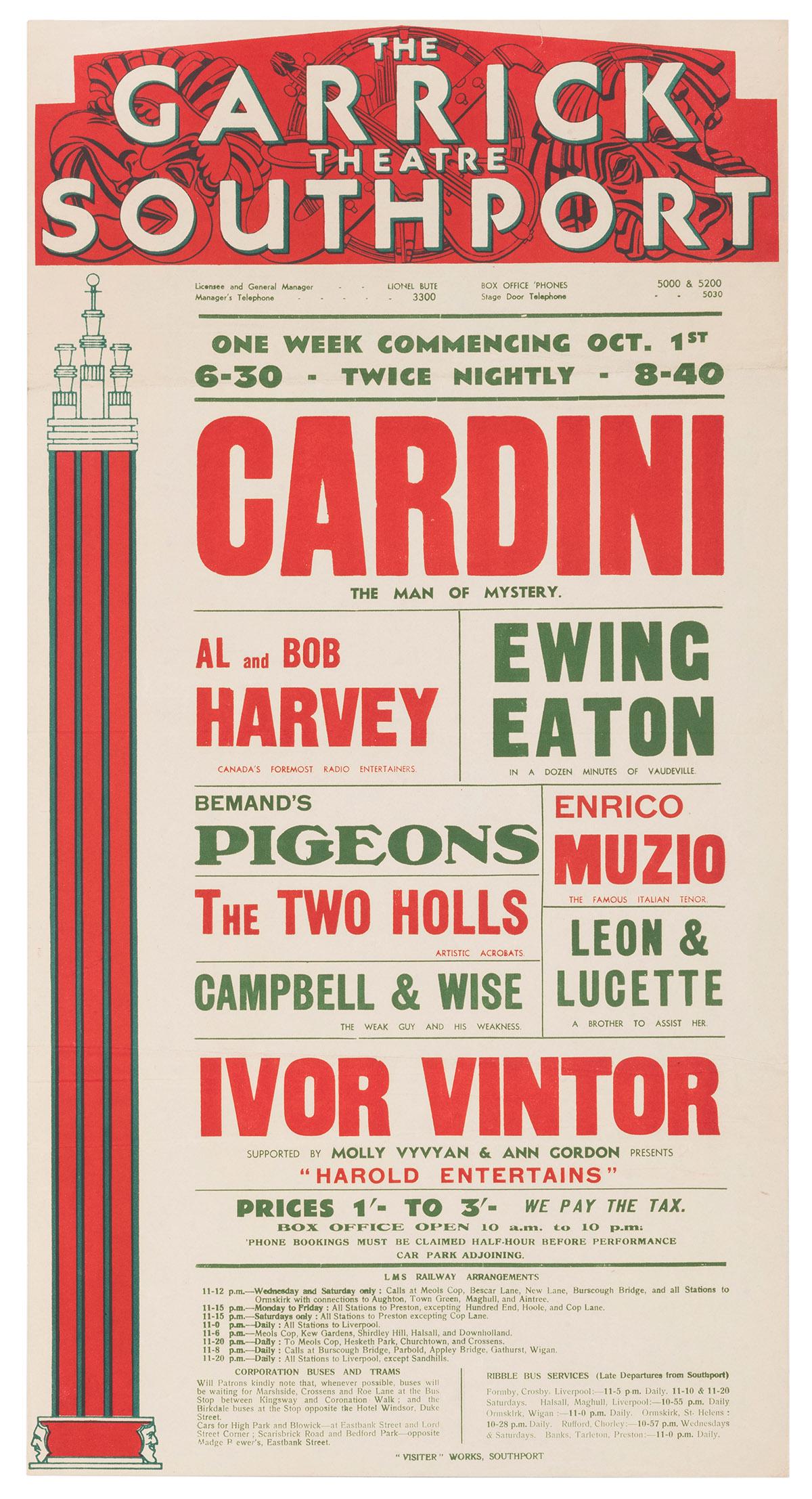 Cardini (Richard Valentine Pitchford). Cardini Garrick (1 of 1)