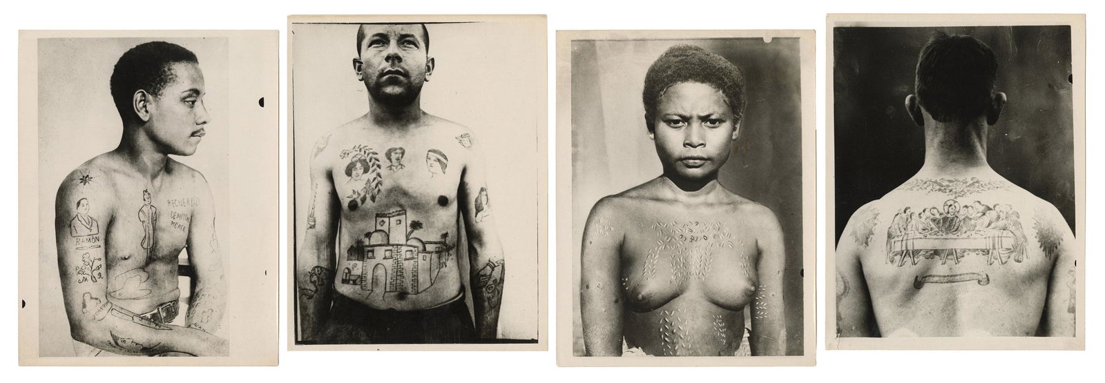 [TATTOO] Four Photographs of Tattooed People. France: (1 of 2)