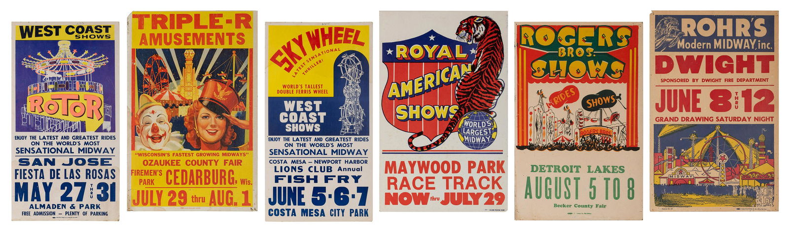 Lot of 18 Carnival Window Cards. American, ca. (1 of 7)