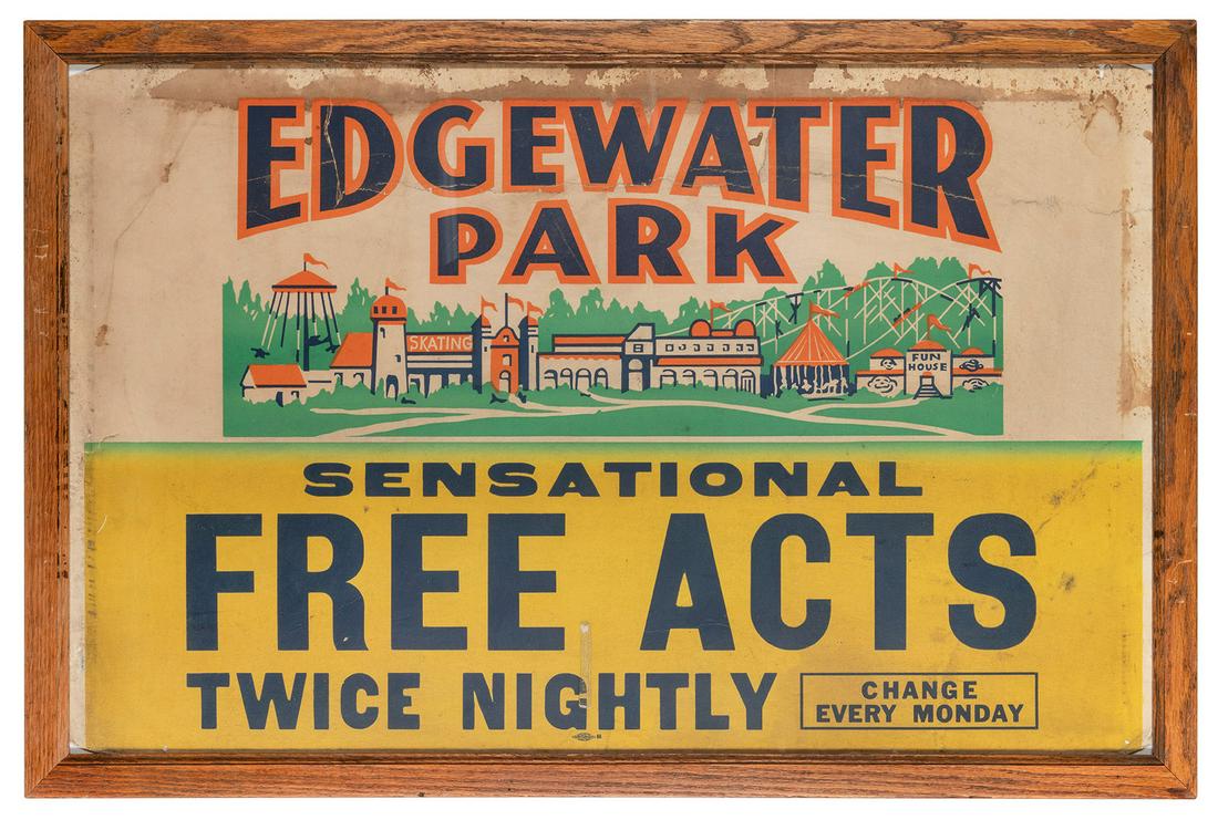 [DETROIT] Edgewater Park Amusement Jumbo Window Card. (1 of 1)