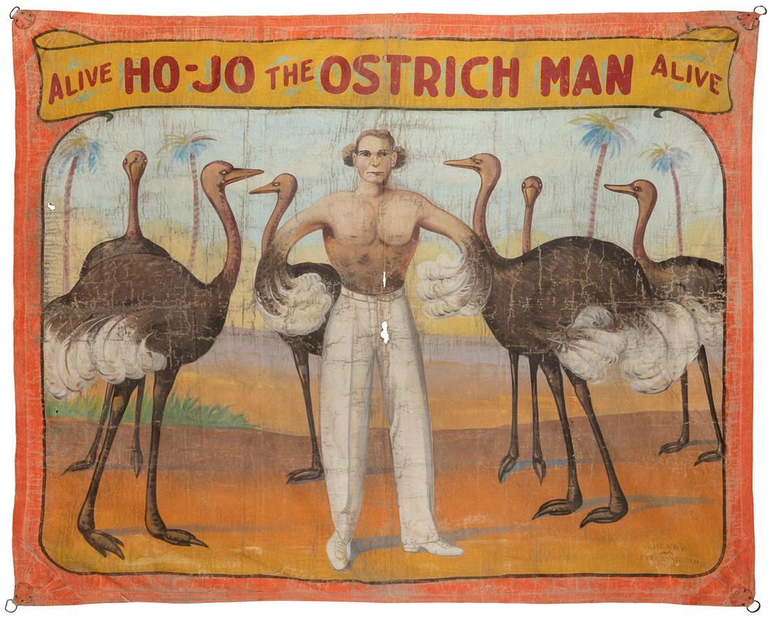 Ho-Jo The Ostrich Man. Sideshow Banner. Chicago: (1 of 1)