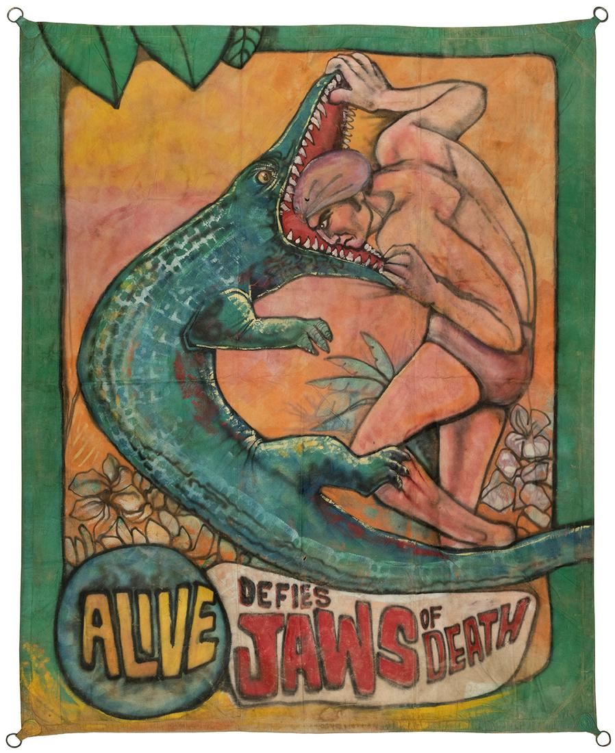 The Jaws of Death Sideshow Banner. Painted canvas (1 of 1)