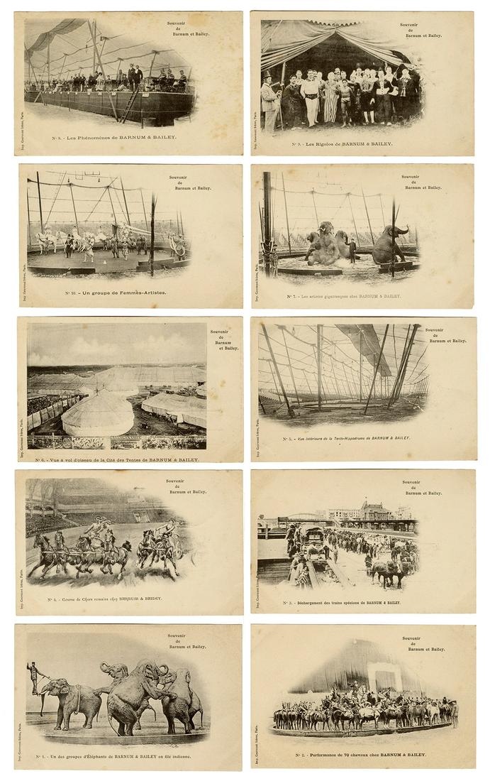 Barnum & Bailey Postcard Set (10). Paris, ca. 1900s. (1 of 1)