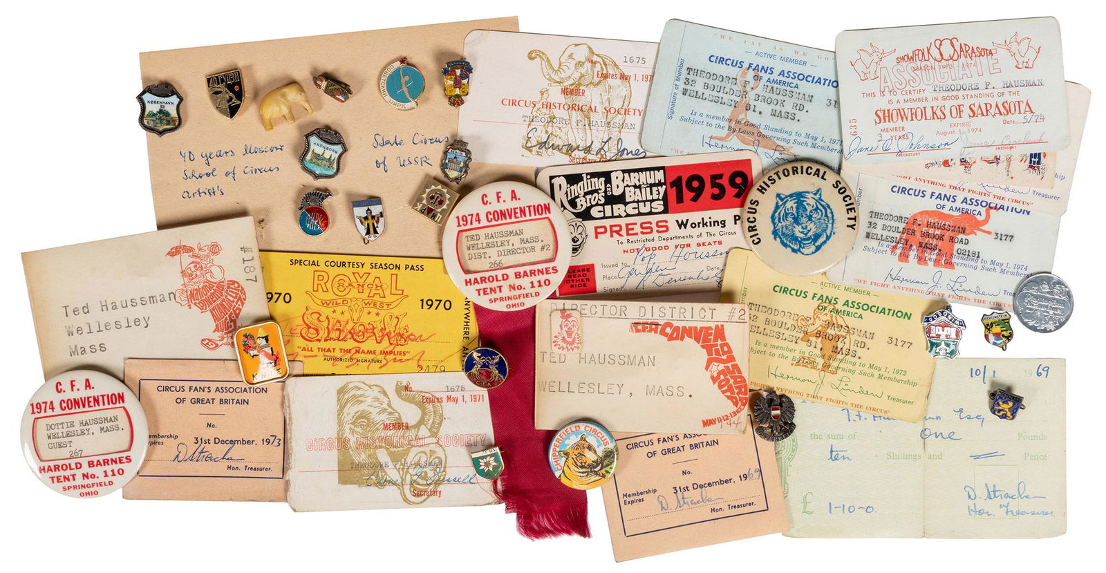 Collection of Circus Membership Cards, Pins, and (1 of 1)