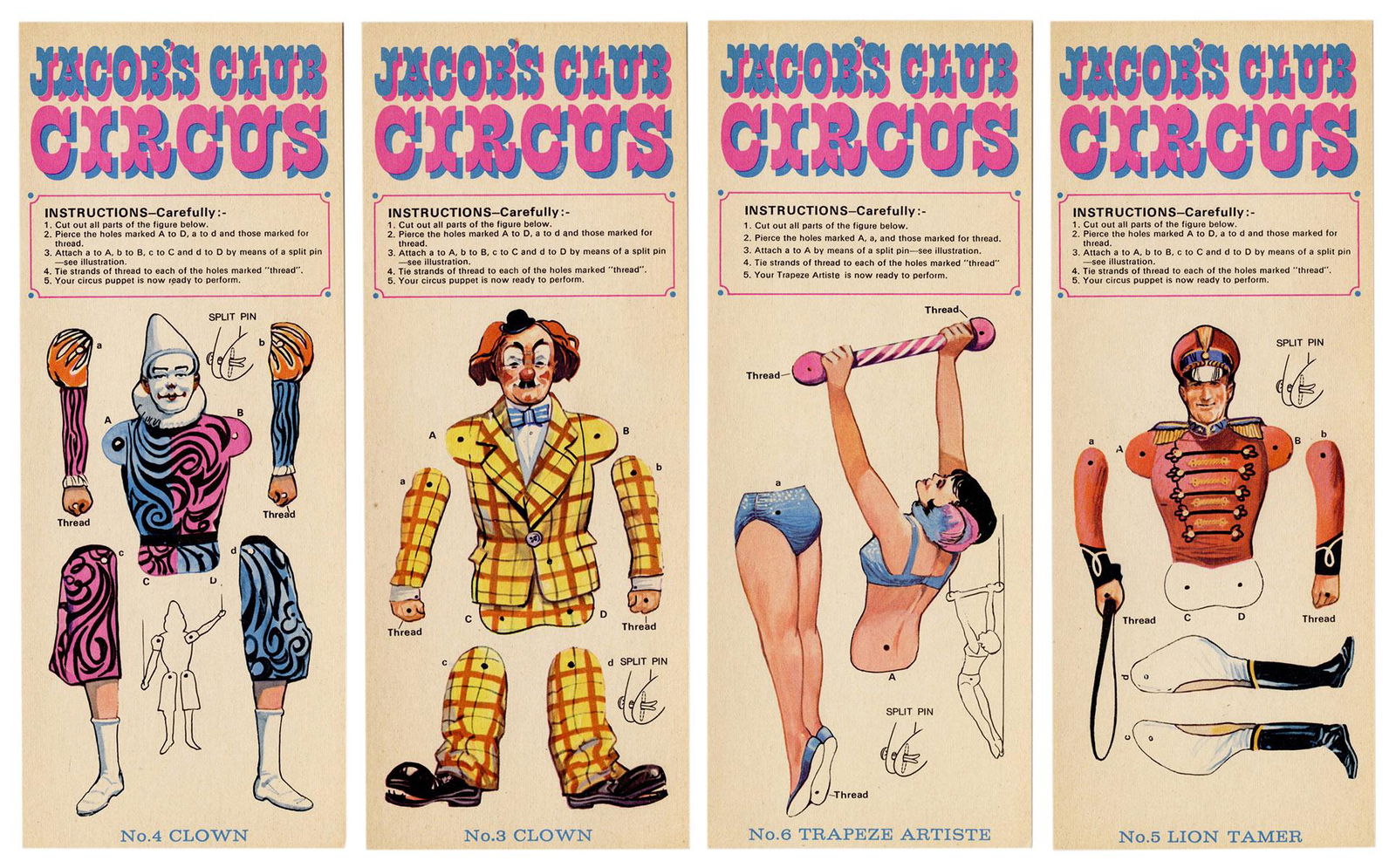Jacob’s Club Circus Paper Doll Premiums Set (16). (1 of 3)