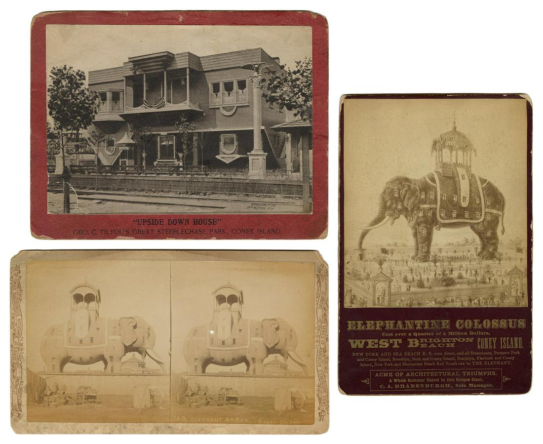 [CONEY ISLAND] Three Cabinet Cards of Attractions. (1 of 1)