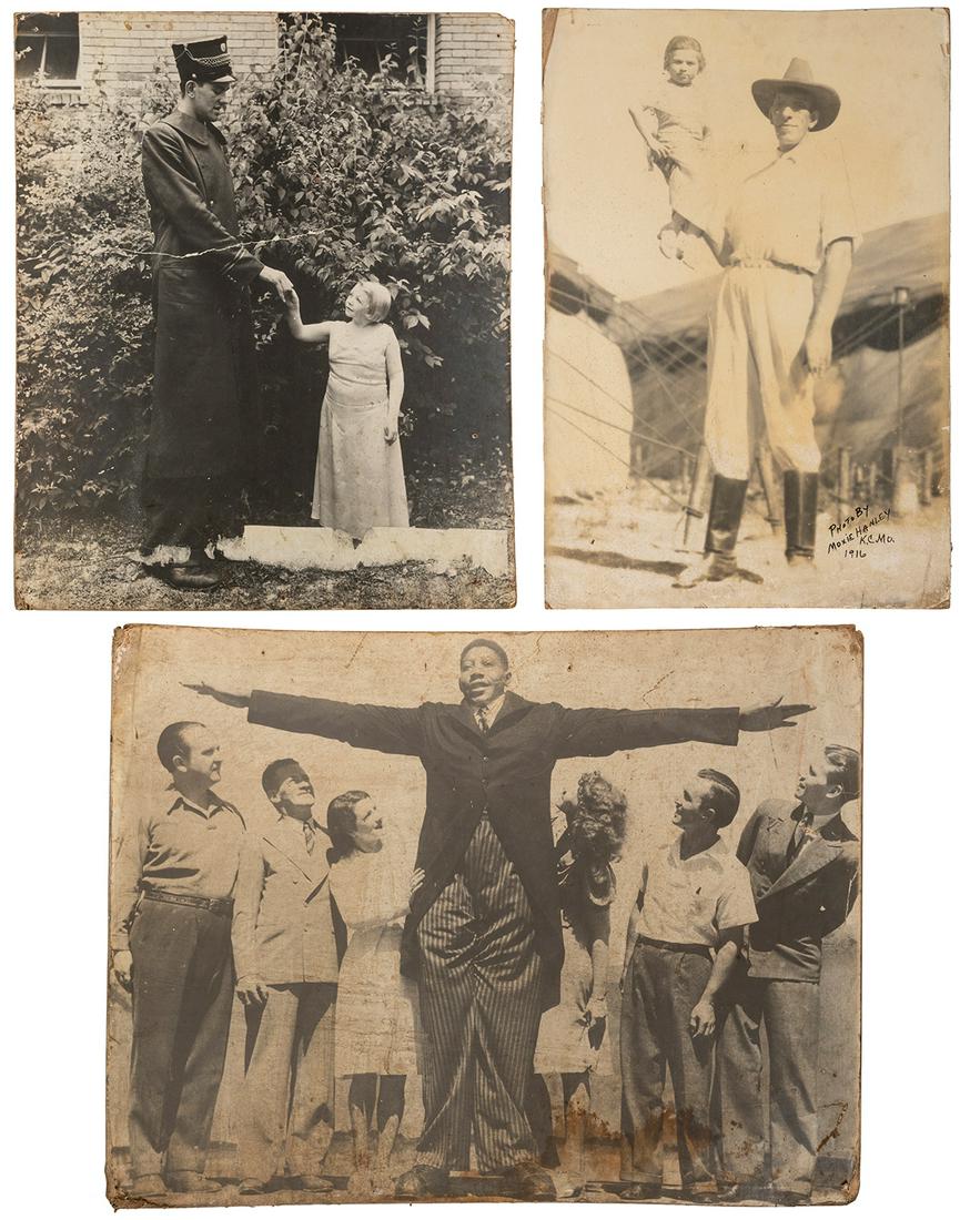 Three Sideshow Lobby Boards Depicting Giants. Each (1 of 4)