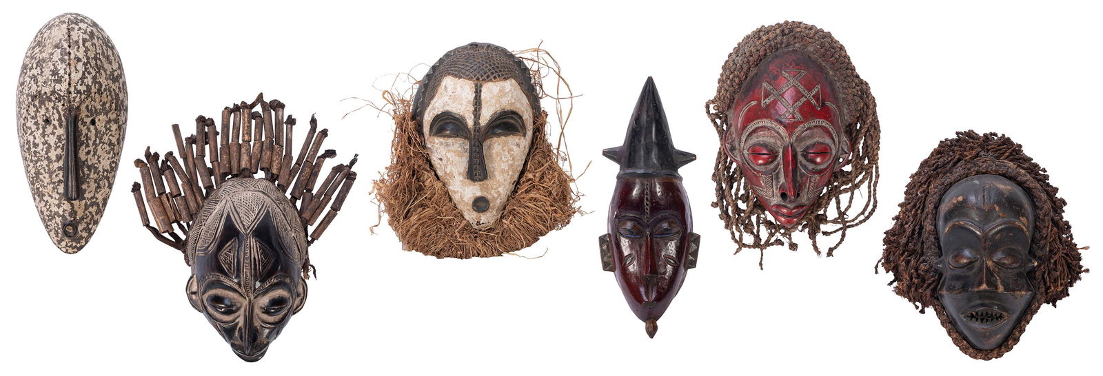 [AFRICAN] Six Tribal Masks. Carved wood. Probably made (1 of 7)