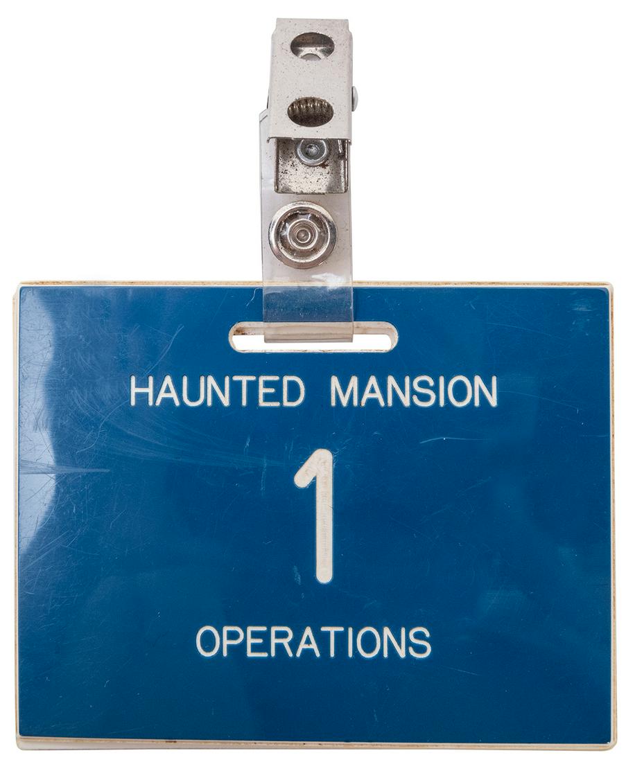 1969 Disneyland Haunted Mansion Backstage Operations: 1969 Disneyland Haunted Mansion Backstage Operations Manager Credential. Numbered 1, from the 1969 opening of the Haunted Mansion. Amazing and early piece of Haunted Mansion history.