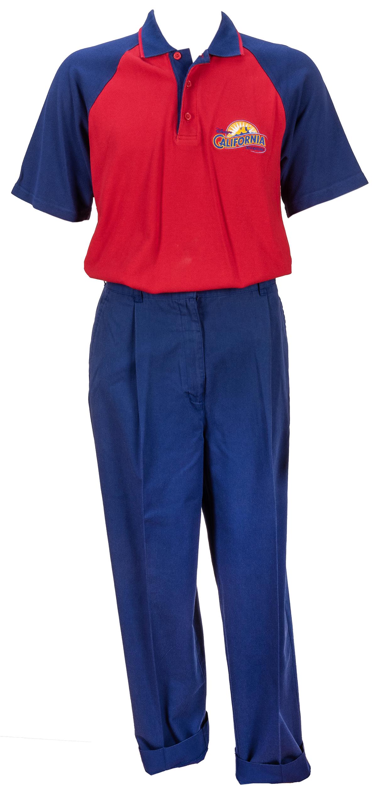 Opening Day California Adventure Cast Member Costume.: Opening Day California Adventure Cast Member Costume. Walt Disney Co. Male cast member shirt and slacks from the opening day of Disney’s California Adventure theme park in 2001.