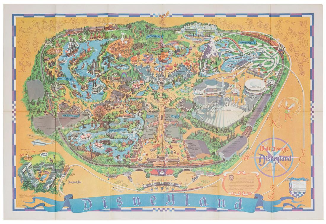 Disney スーベニアマップ Disneyland USA Park 1958 Map Frontierland Adventureland Main