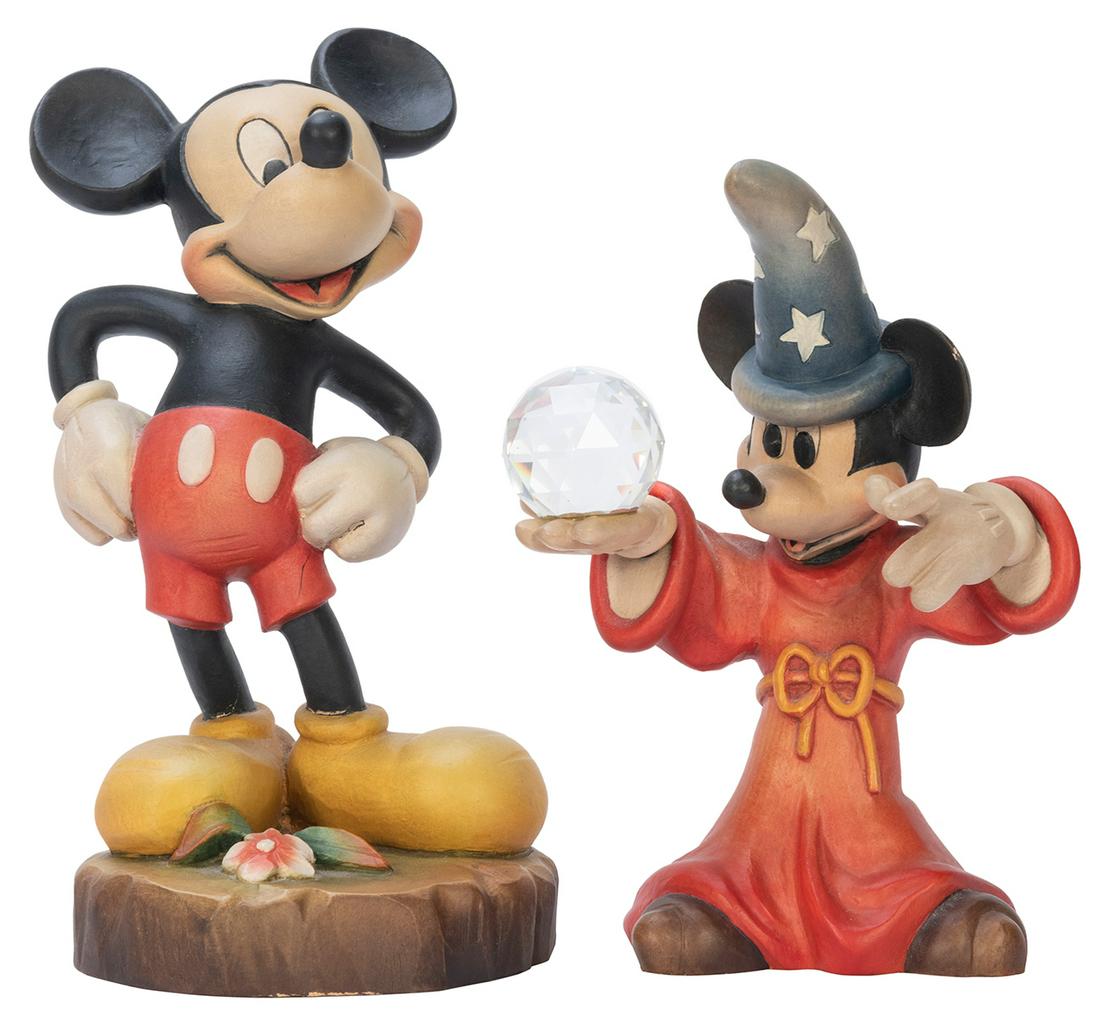 ANRI Pair of Handcrafted Wooden Mickey Mouse Figures. (1 of 2)