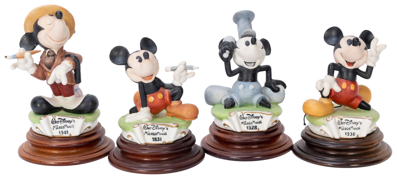 Lot of Capodimonte Mickey Mouse Figures. Italy. Four (1 of 1)