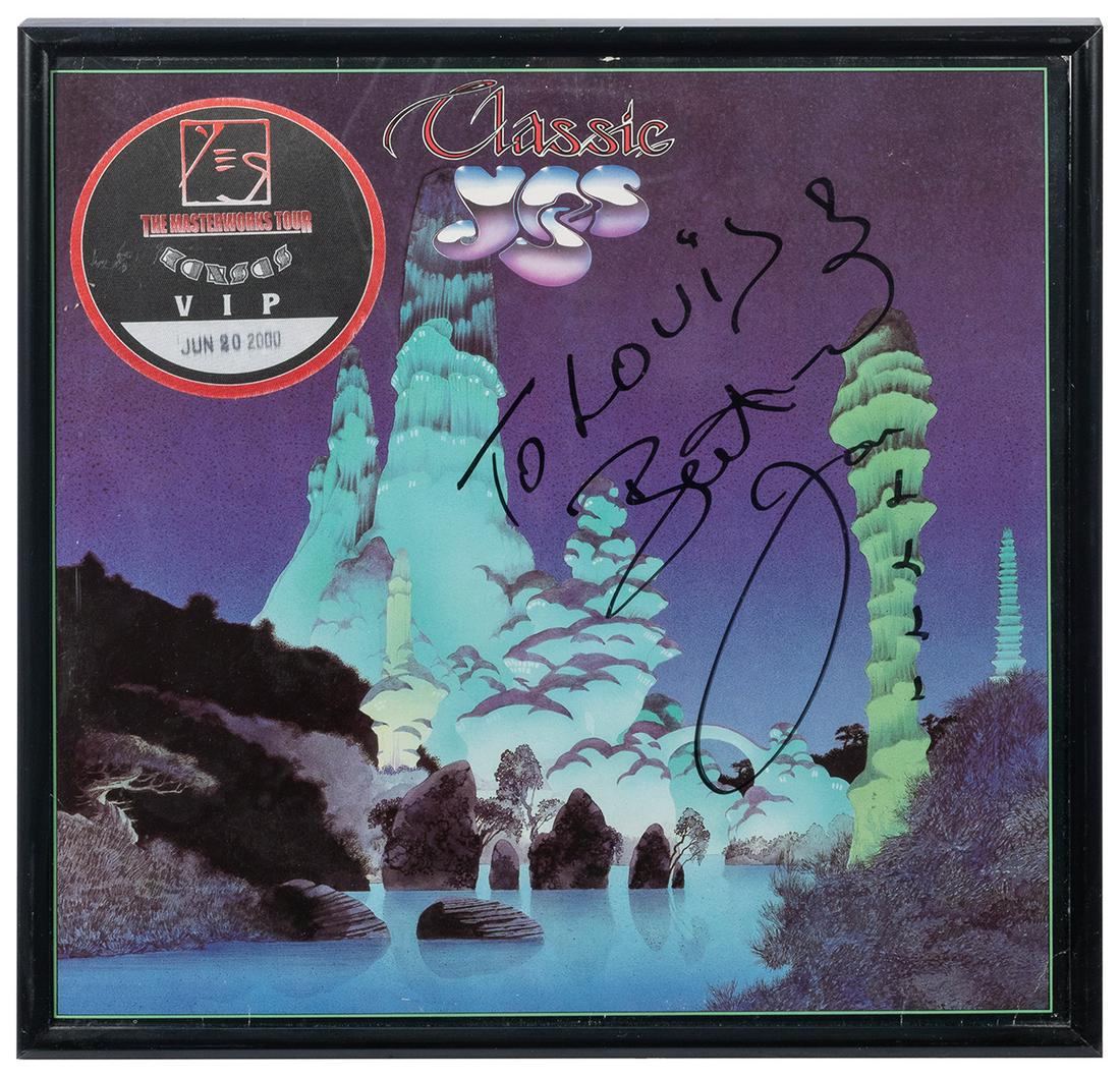 [Yes] Jon Anderson Classic Yes Album. 2000. Signed and: [Yes] Jon Anderson Classic Yes Album. 2000. Signed and inscribed by singer Jon Anderson. Framed, 13 x 13”. From the collection of Louis Falanga.