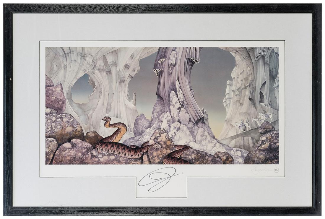 DEAN, Roger (English, b. 1944). Relayer. Limited: DEAN, Roger (English, b. 1944). Relayer. Limited edition print of Roger Dean’s full artwork for the English rock band Yes’s 1974 album Relayer. Signed by Roger Dean and Yes lead singer Jon