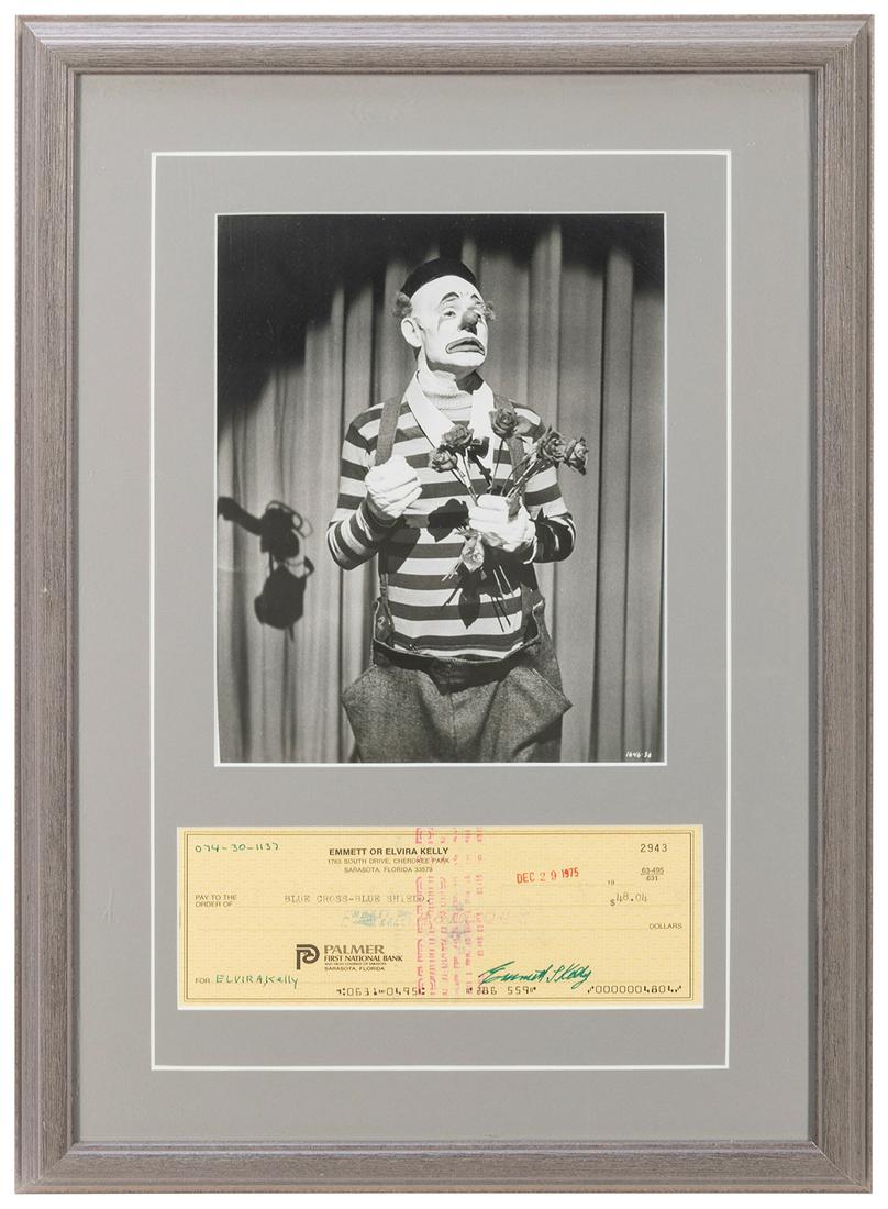Emmett Kelly Signed Check Display. 1975. Palmer First (1 of 1)