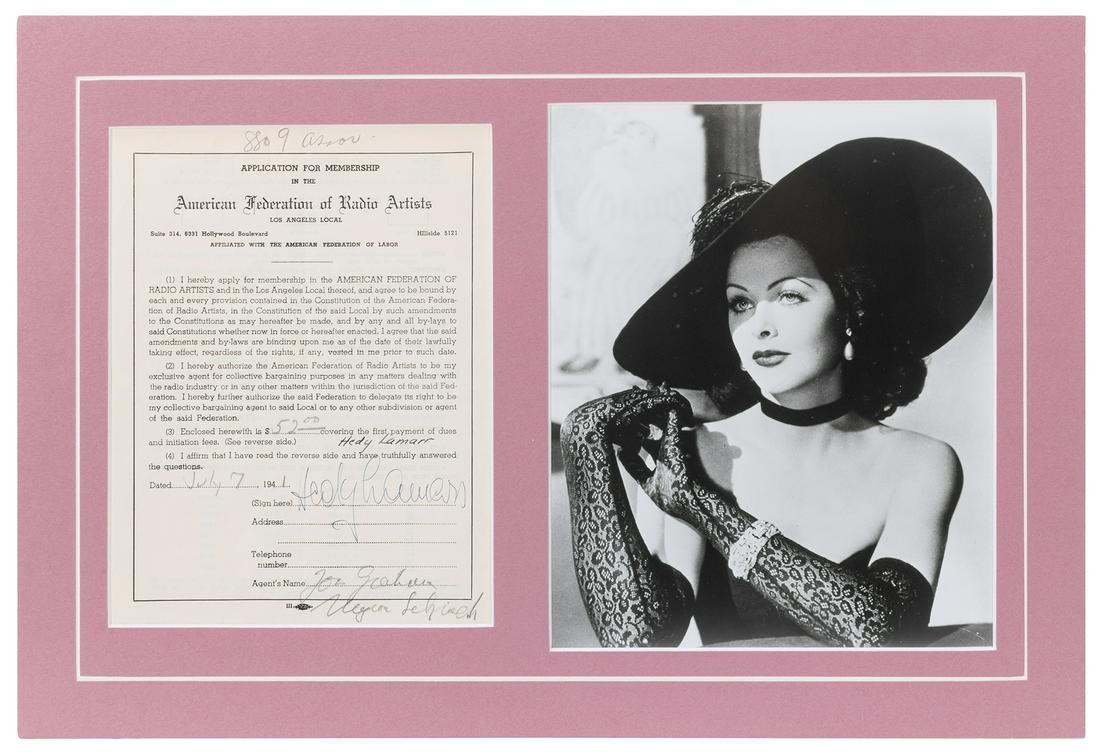 Hedy Lamarr Signed Membership Application. 1941. (1 of 1)