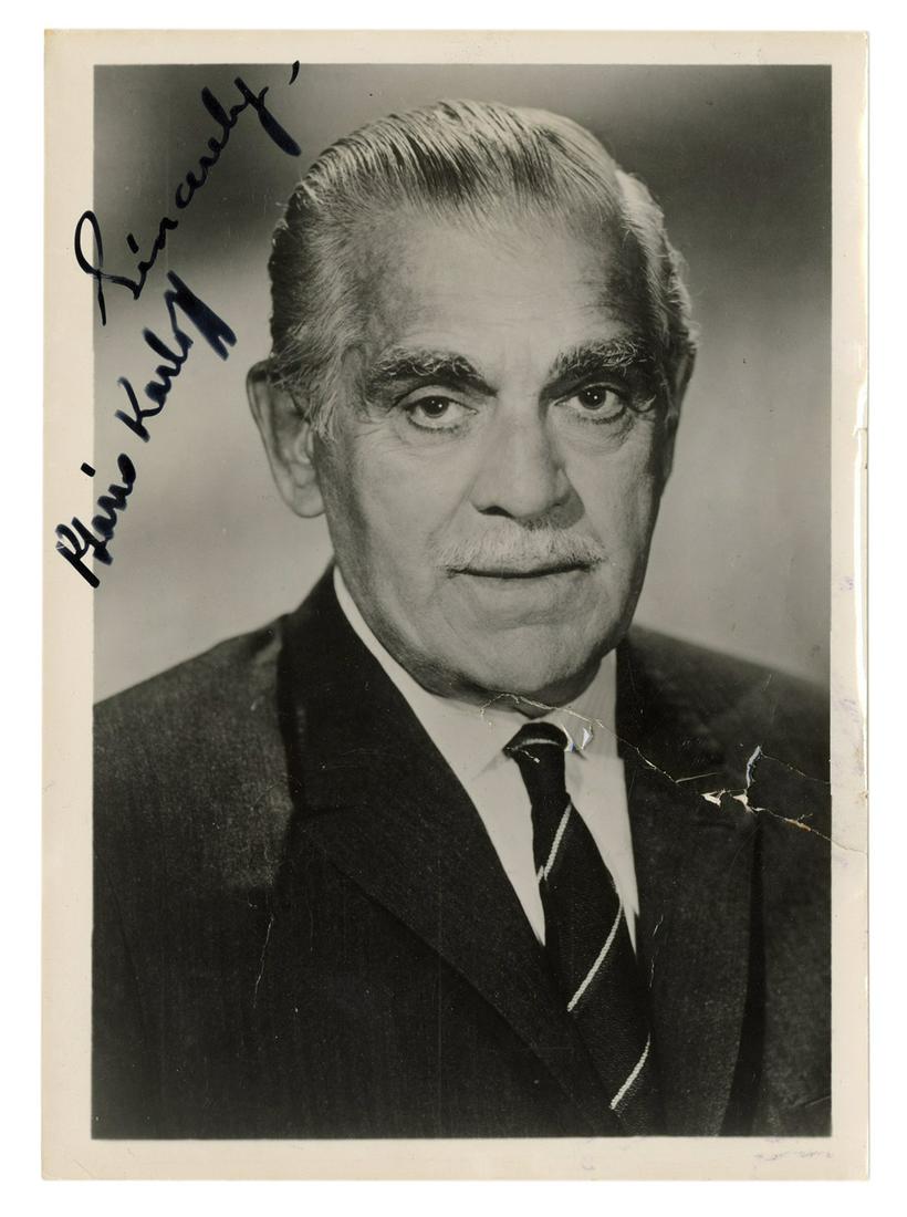 KARLOFF, Boris. Boris Karloff Autographed Photo. Boldly (1 of 1)
