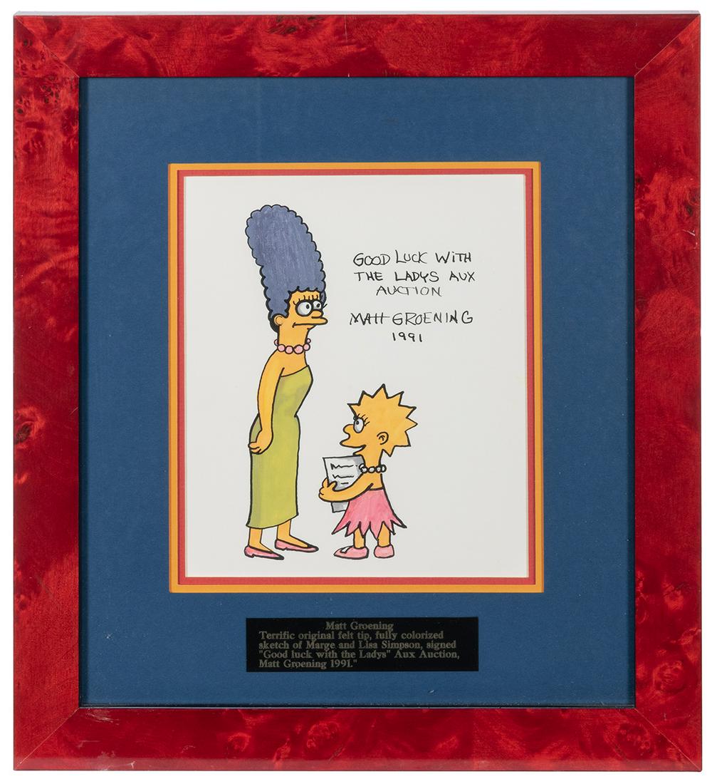 [The Simpsons] Matt Groening Signed Drawing. Original (1 of 1)