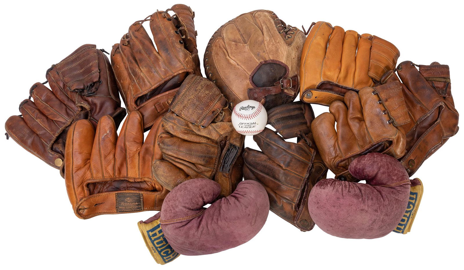 Lot of Vintage Baseball Mitts and Boxing Gloves. (1 of 1)