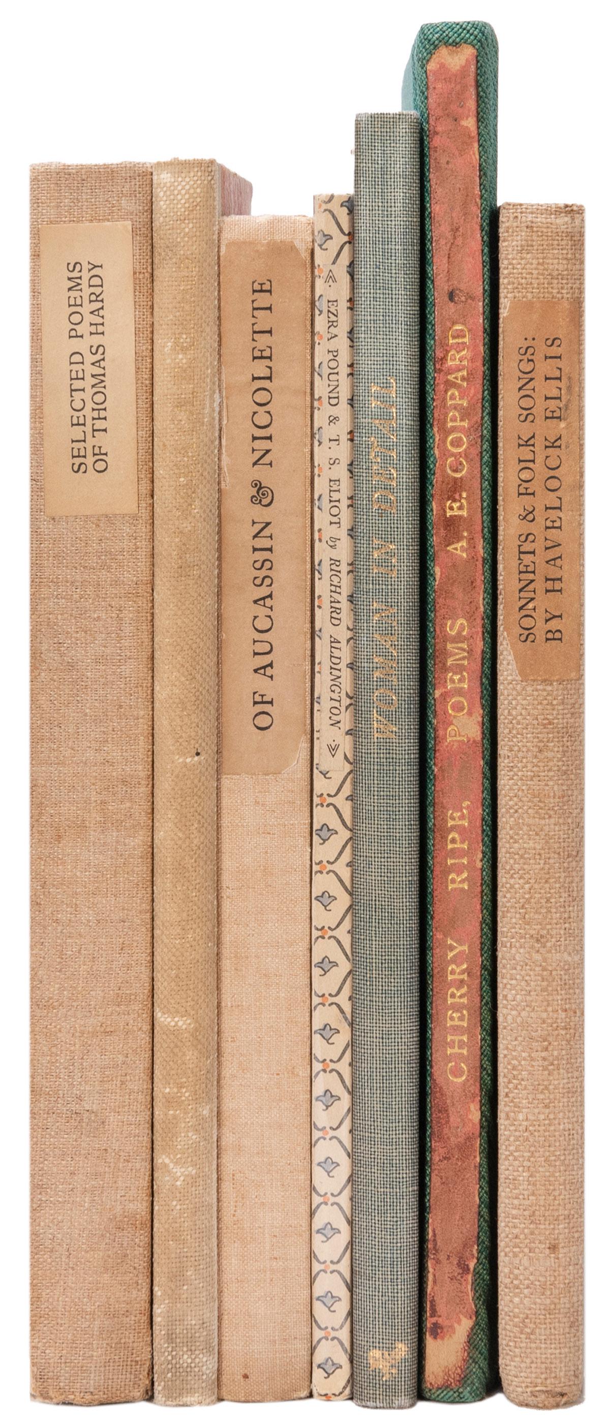 [SMALL PRESS]. A group of 7 titles, consisting of:: [SMALL PRESS]. A group of 7 titles, consisting of: Selected Poems of Thomas Hardy… London: [Riccardi Press printed for:] Philip Lee Warner, 1921. Engravings by William Nicholson. Publisher’