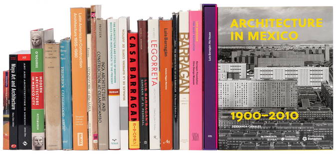 [ARCHITECTURE]. A group of 25 volumes on Mexican: [ARCHITECTURE]. A group of 25 volumes on Mexican architecture. Includes several works on Modern architecture by notable architects such as Luis Barragan and Ricardo Legorreta; numerous titles on Mexic