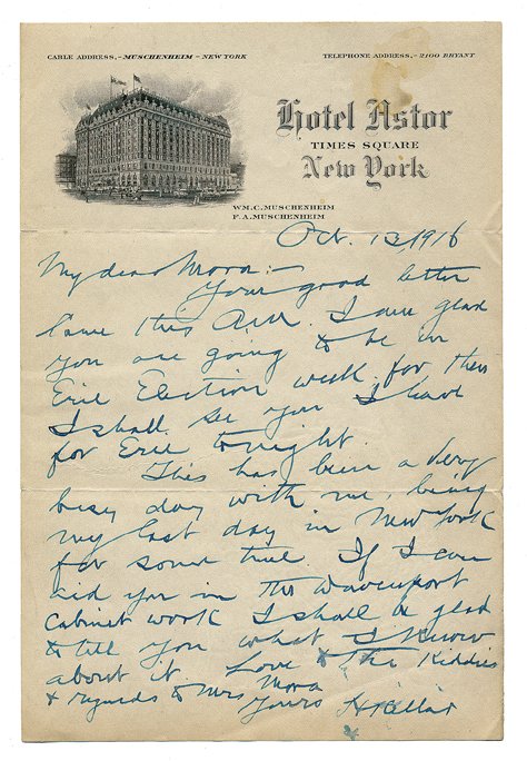 One page ALS from Kellar to "Silent" Mora. 1916: Kellar, Harry (Heinrich Keller). One page ALS from Kellar to "Silent" Mora. Dated October 13, 1916, the Dean of American Magicians discusses a pending trip to his hometown of Erie, Pennsylvania, and h